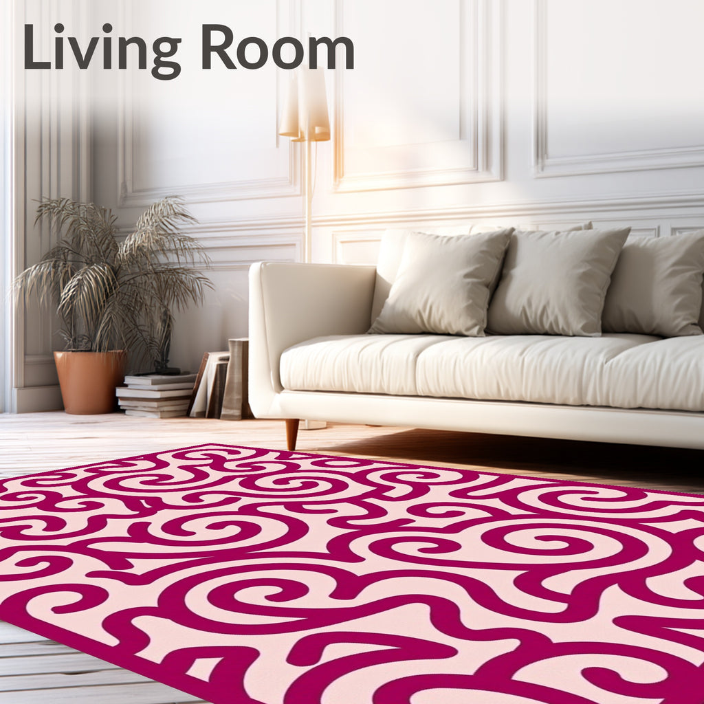 Crimson Swirls Organic Form Rug