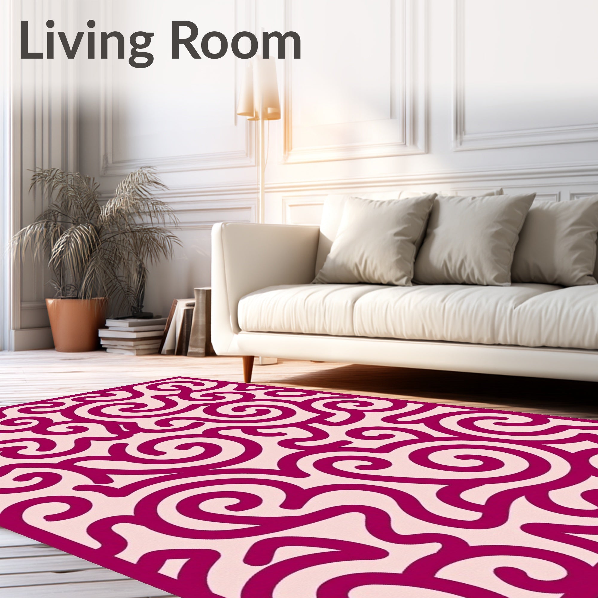 Crimson Swirls Organic Form Rug