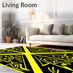 Bold Yellow Geometric Tribal Rug
