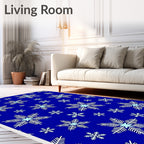 Blue Winter Snowflakes Falling Accent Rug