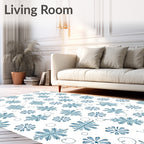 Blue Fern Floral Scattered Rug
