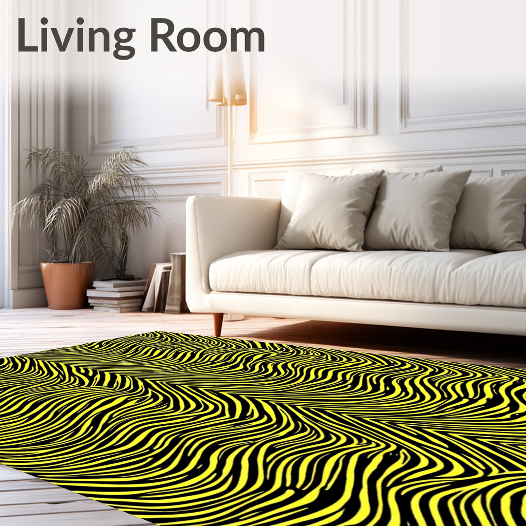 Bold Yellow Animal Print Lines Rug