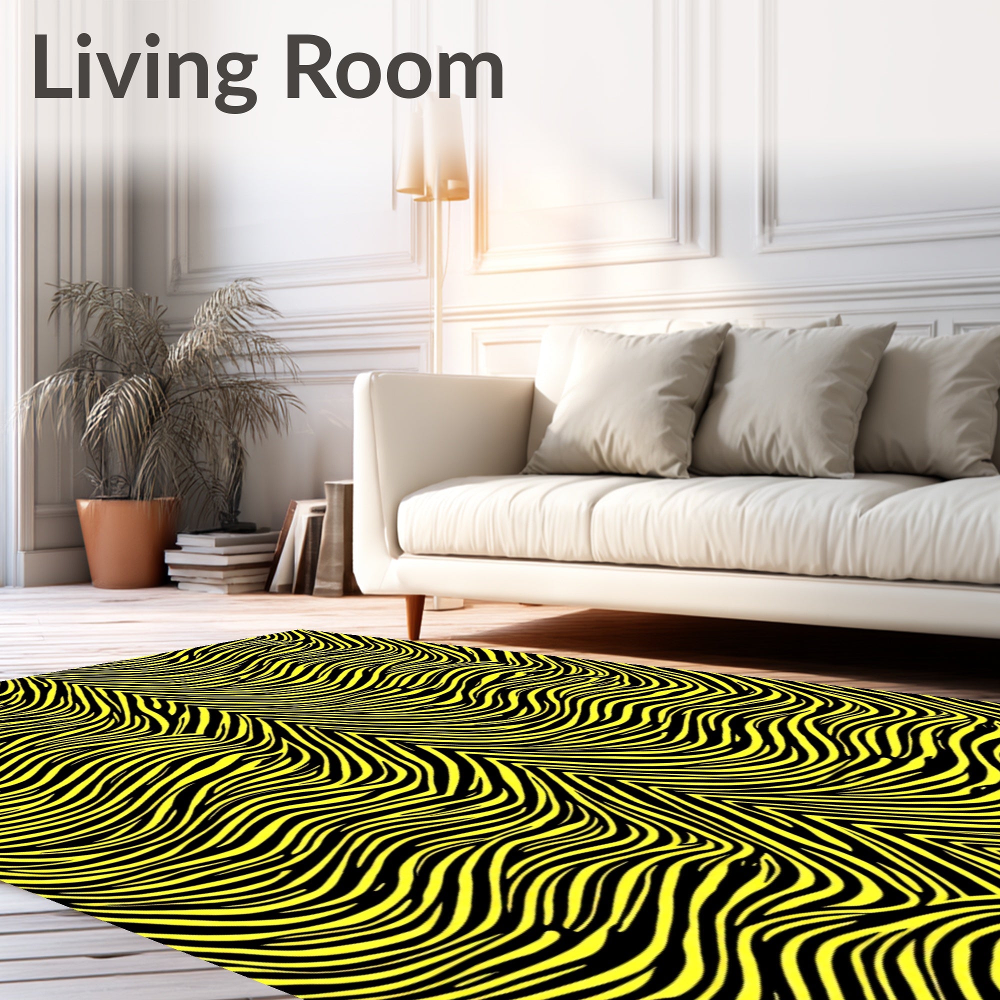 Bold Yellow Animal Print Lines Rug
