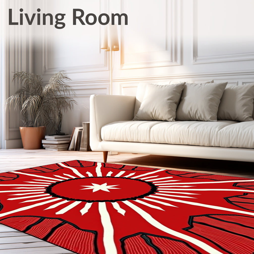 Radiant Red Sunburst Medallion Rug