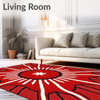 Radiant Red Sunburst Medallion Rug