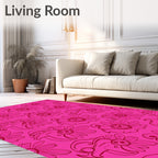 Vivid Pink Floral Outline Rug