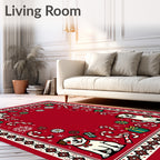 Red Merry Dogs Candy Canes Gifts Rug