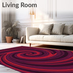 Crimson Red Spiral Swirl Rug