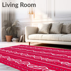 Crimson Ribbon Swirl Geometric Rug