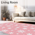 Chic Pink Snowflake Scattering Rug