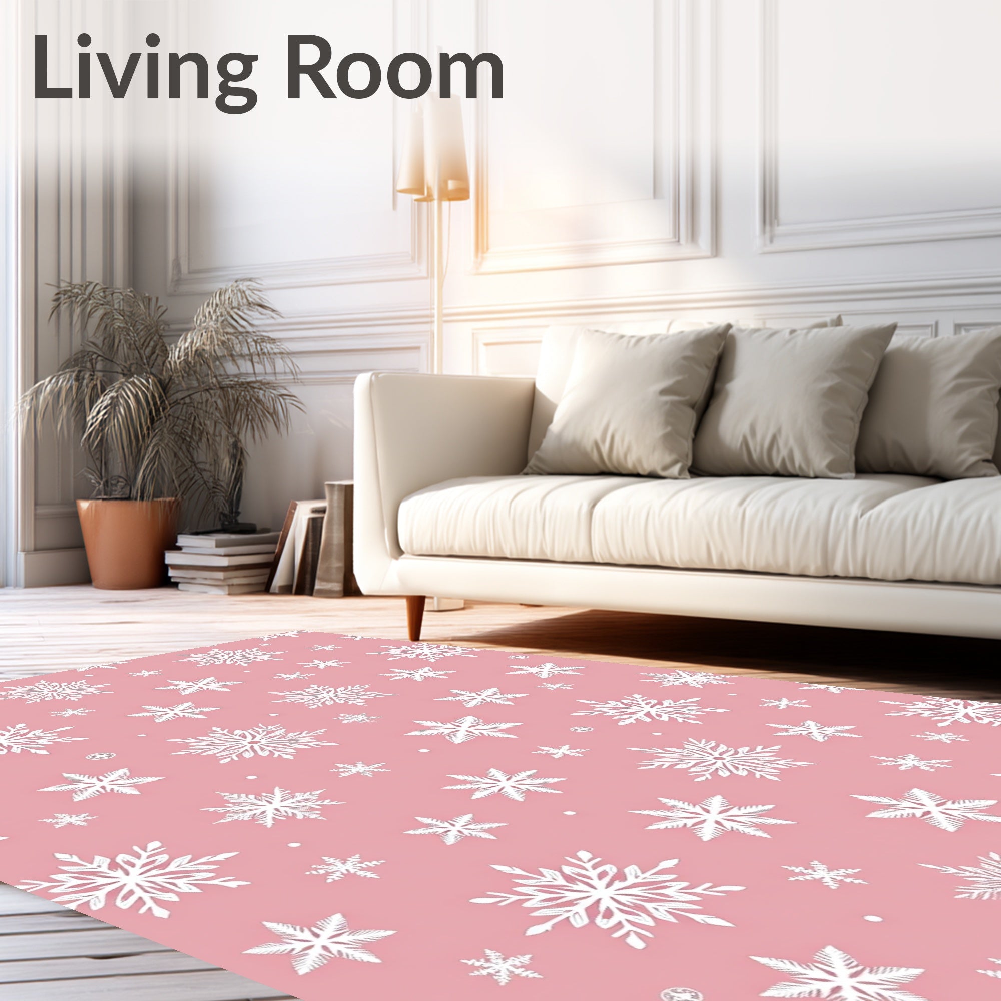 Chic Pink Snowflake Scattering Rug