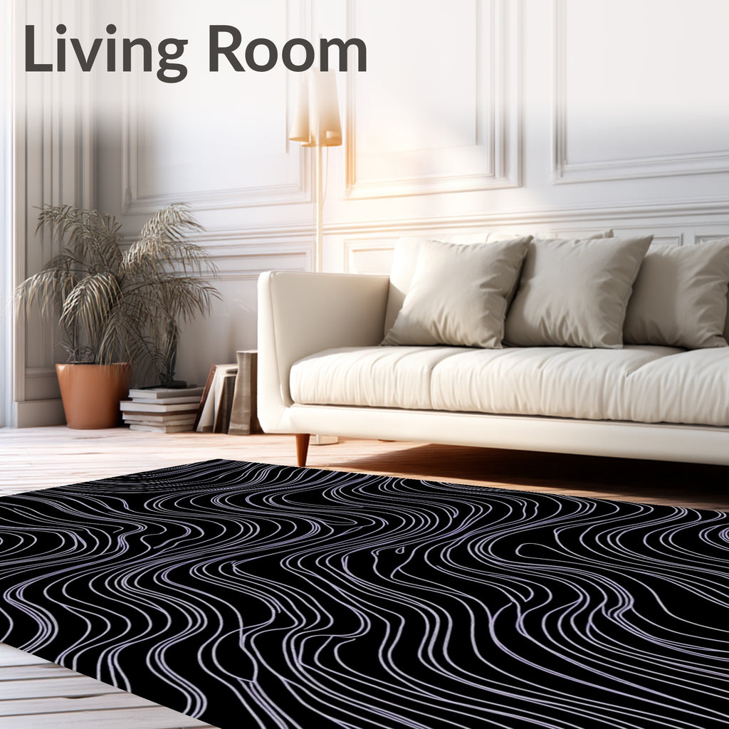 Abstract Lilac Wavy Lines Rug