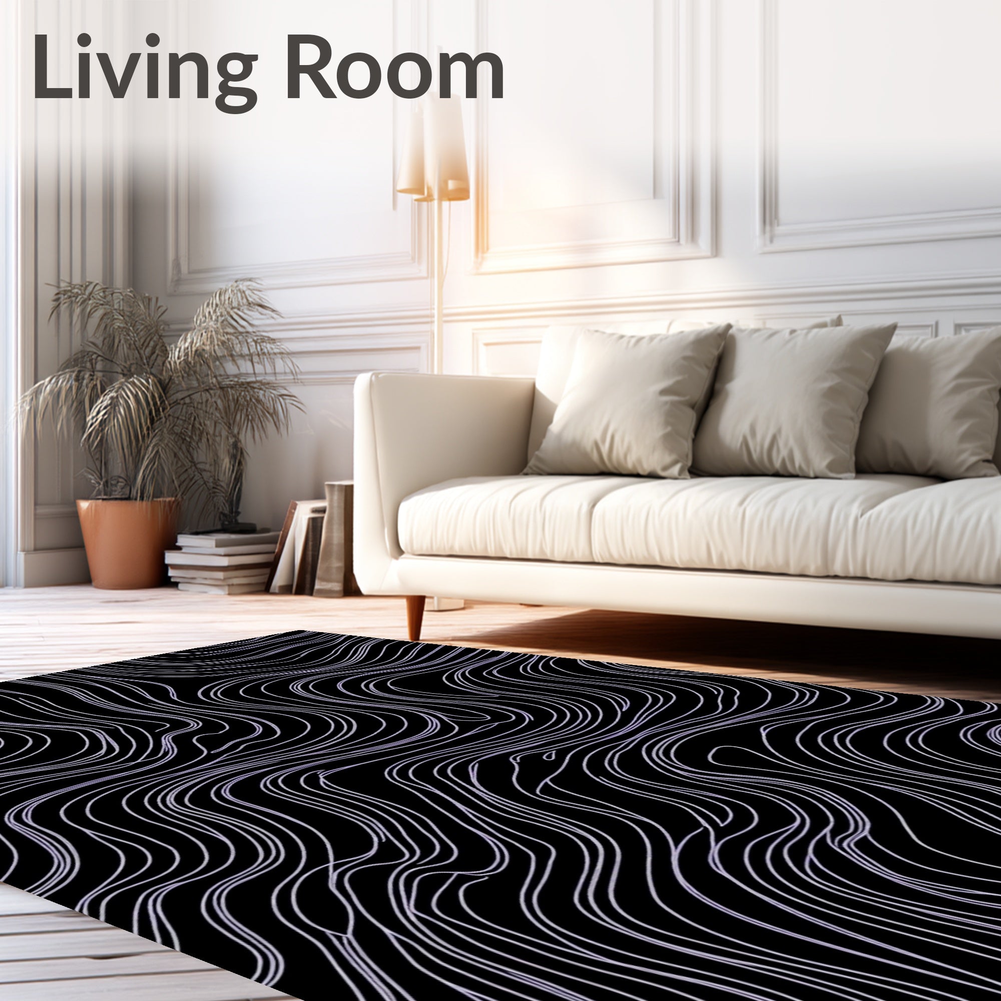 Abstract Lilac Wavy Lines Rug