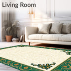 Emerald Gold Vintage Floral Scroll Rug