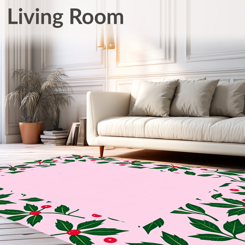 Pink Holly Berry Border Rug