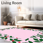 Pink Holly Berry Border Rug