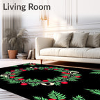 Festive Green Berry Laurel Ribbon Wreath Rug