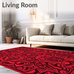 Bold Crimson Abstract Mandala Rug