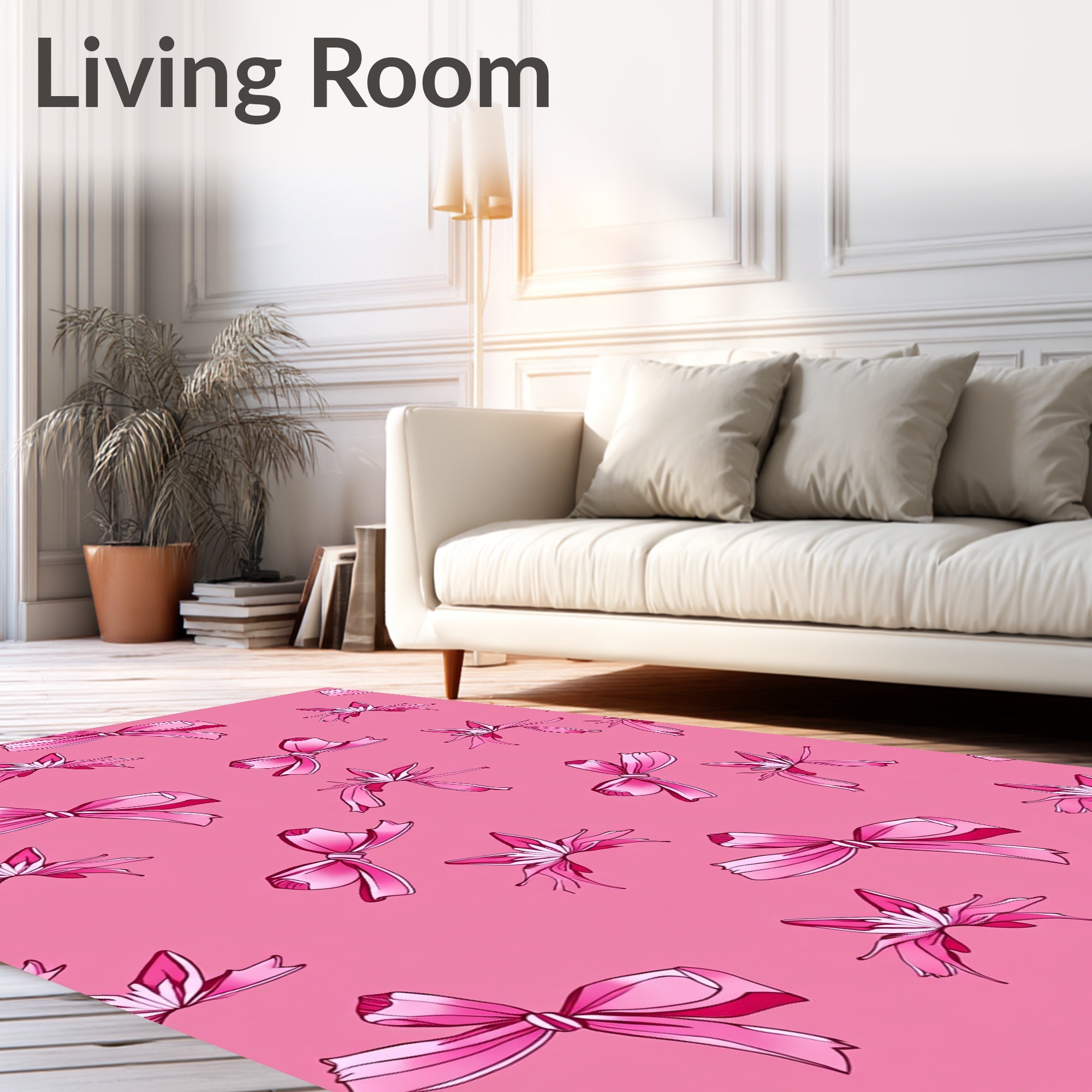 Pink Ribbon Floral Collage Rug