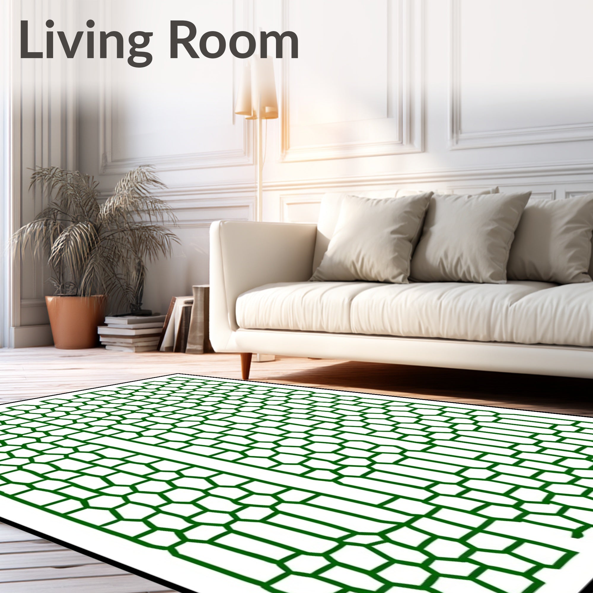 Dark Green Hexagon Cells Rug