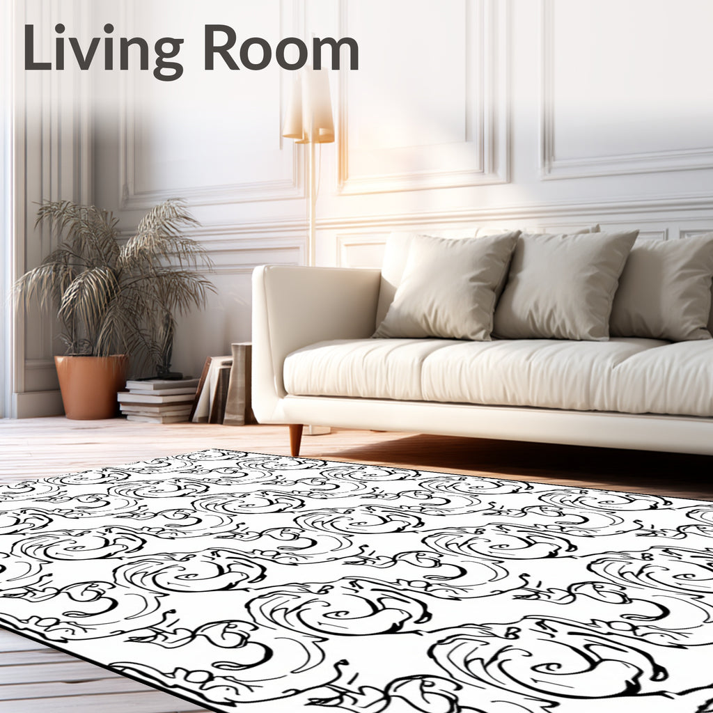 Organic Black Swirls and Loops Rug