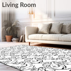 Organic Black Swirls and Loops Rug