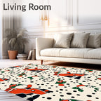 Whimsical Red Duck Polka Dot Rug