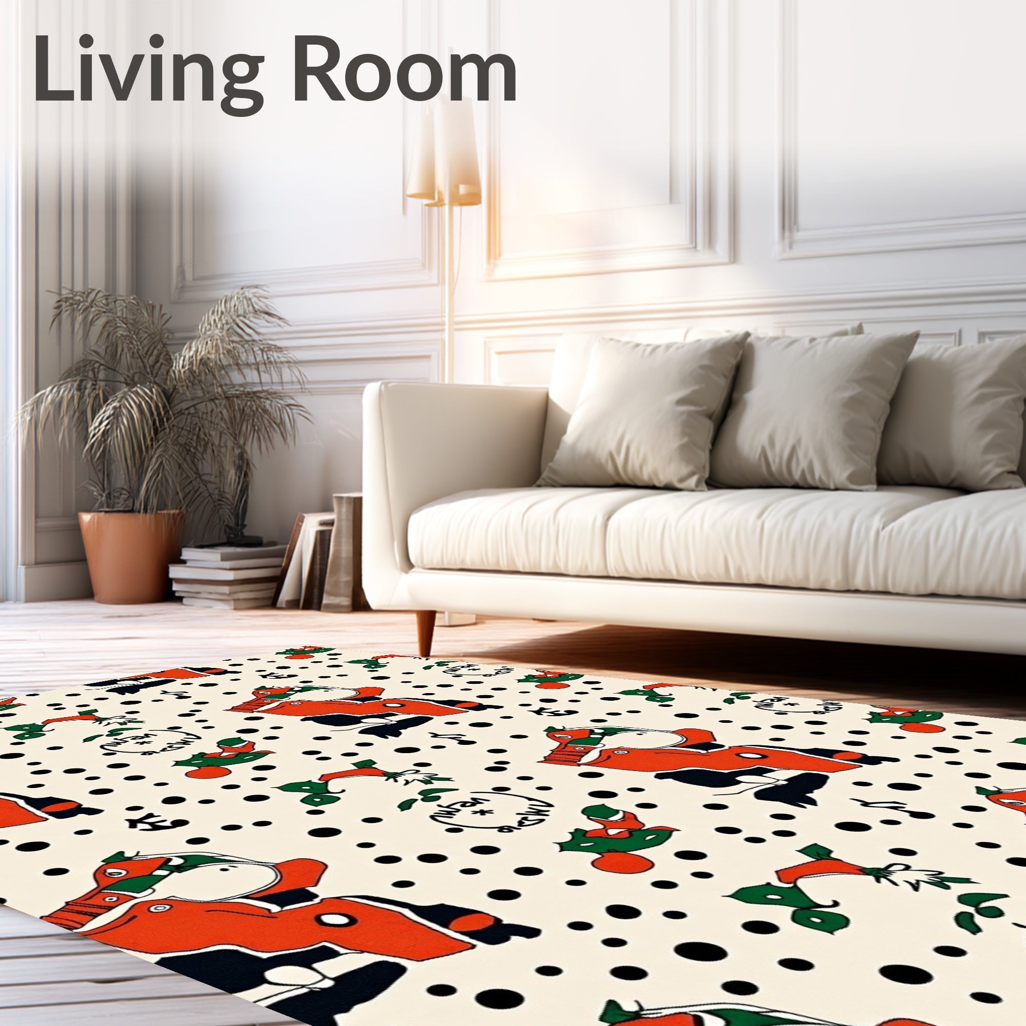 Whimsical Red Duck Polka Dot Rug