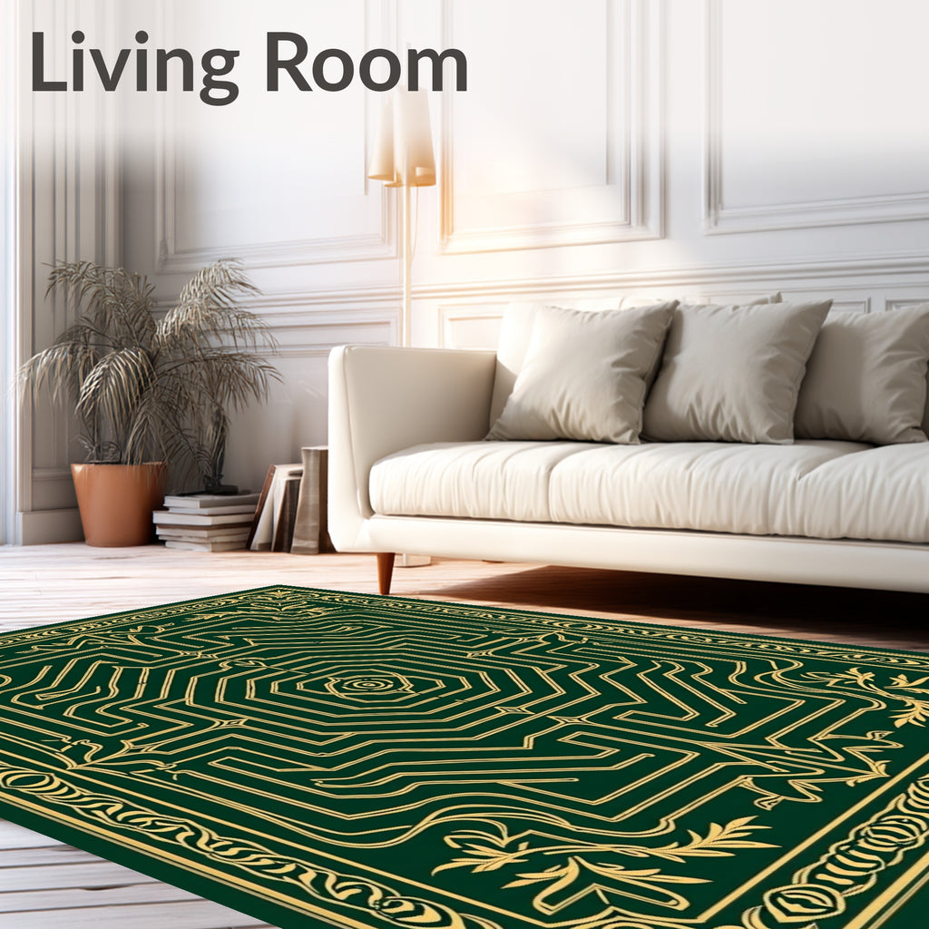Deep Emerald Maze Laurel Foliage Rug