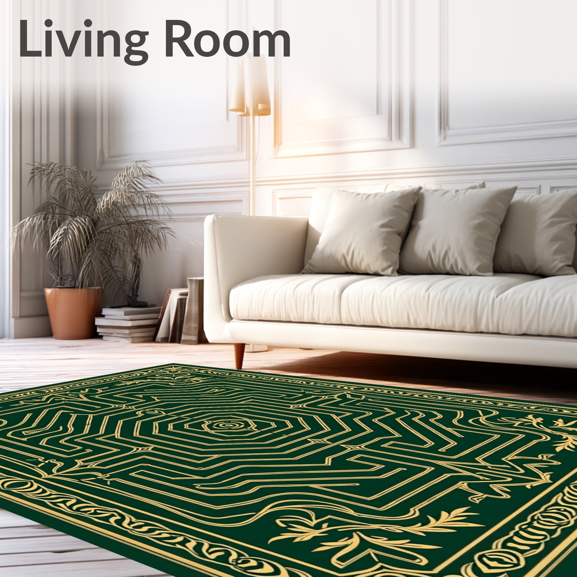 Deep Emerald Maze Laurel Foliage Rug
