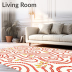 Festive Red White Candy Cane Swirls Rug