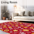 Holiday Red Gingerbread Snowflake Charm Rug