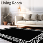 White Organic Flourish Border Rug