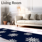 Navy White Snowflake Duo Rug