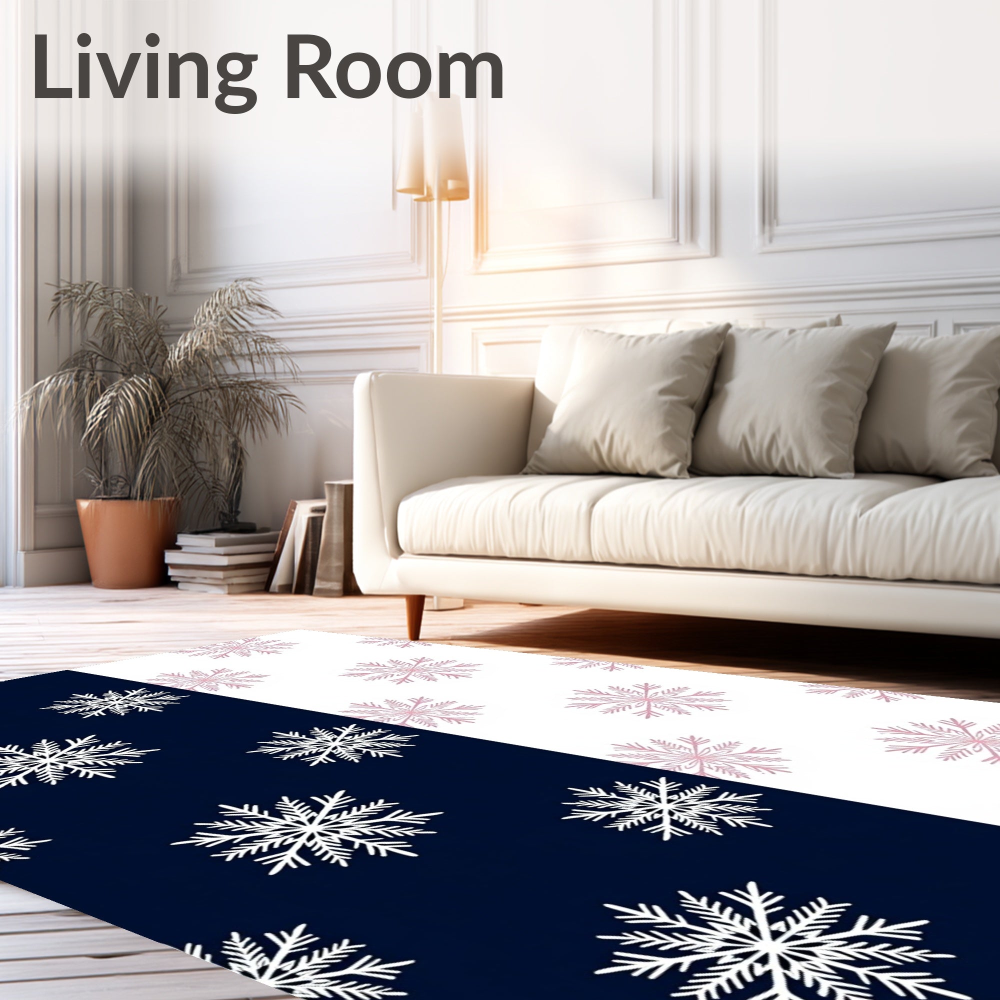 Navy White Snowflake Duo Rug