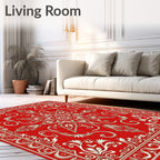Crimson Floral Medallion Intricate Rug