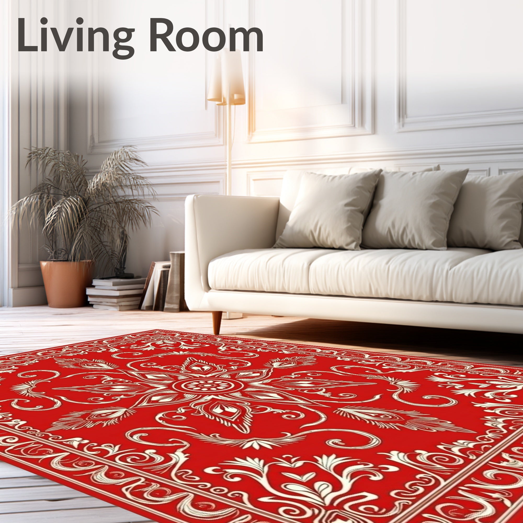 Crimson Floral Medallion Intricate Rug