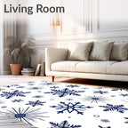 Dark Blue Snowflakes Winter Whimsy Rug