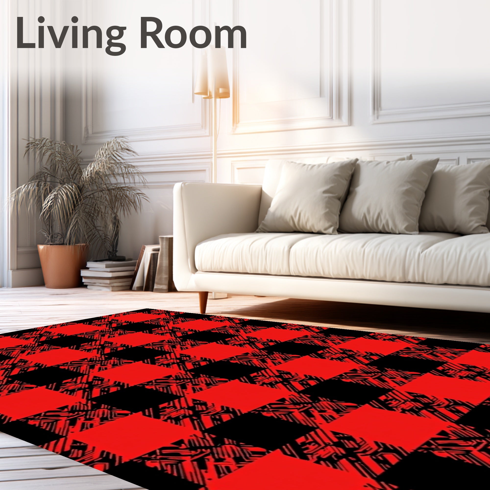 Red Black Circuit Buffalo Check Rug