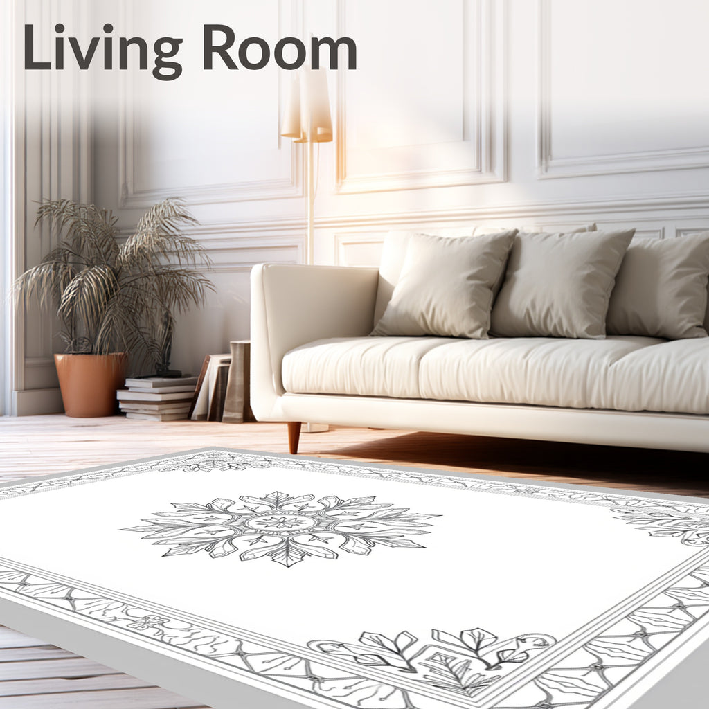Ornate Floral Mandala With Border Rug