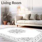 Ornate Floral Mandala With Border Rug