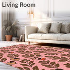 Brown Acorn Foliage On Pink Background Rug