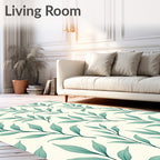 Coastal Teal Leaf Sprig Rug