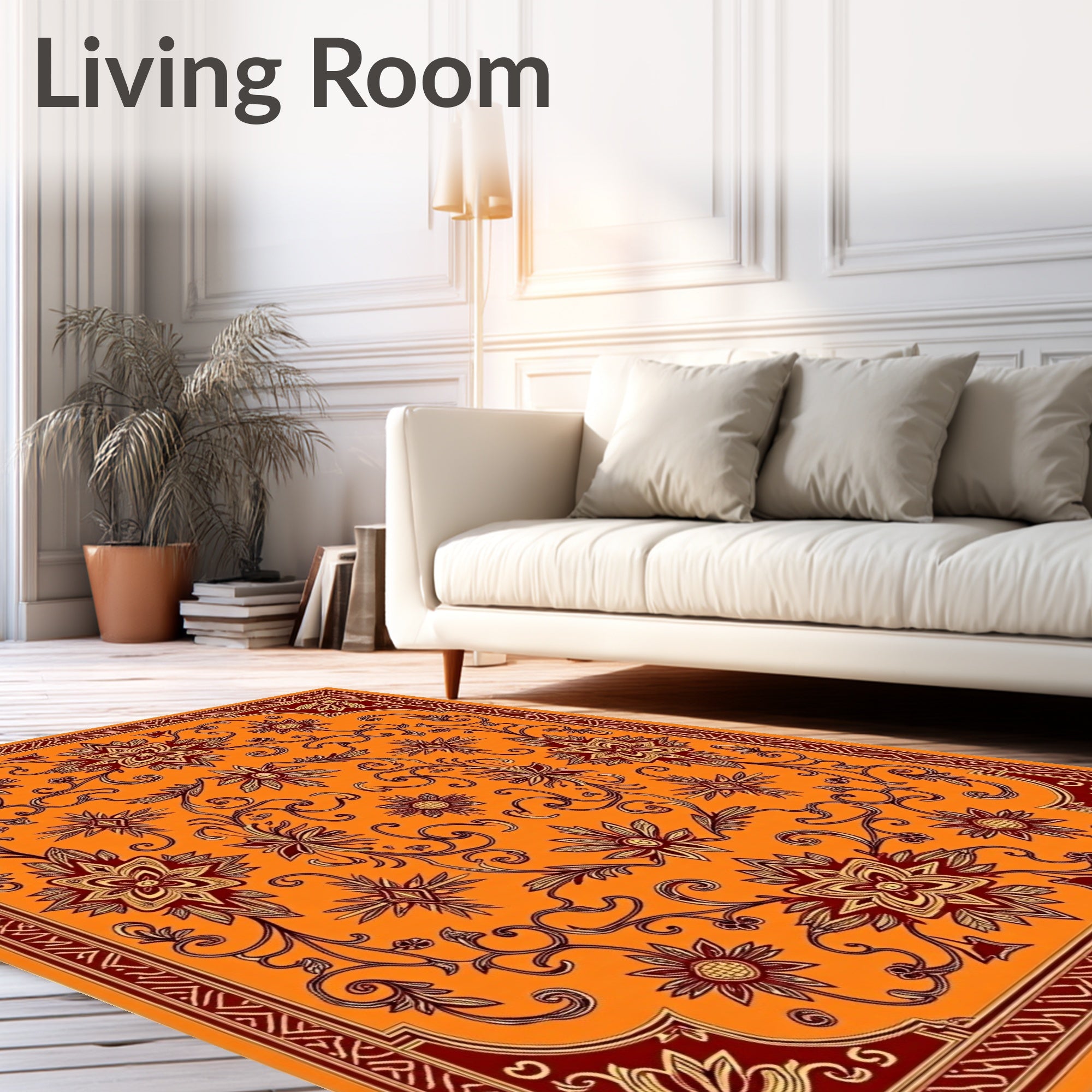 Crimson Floral Vine Medallion Cover Rug