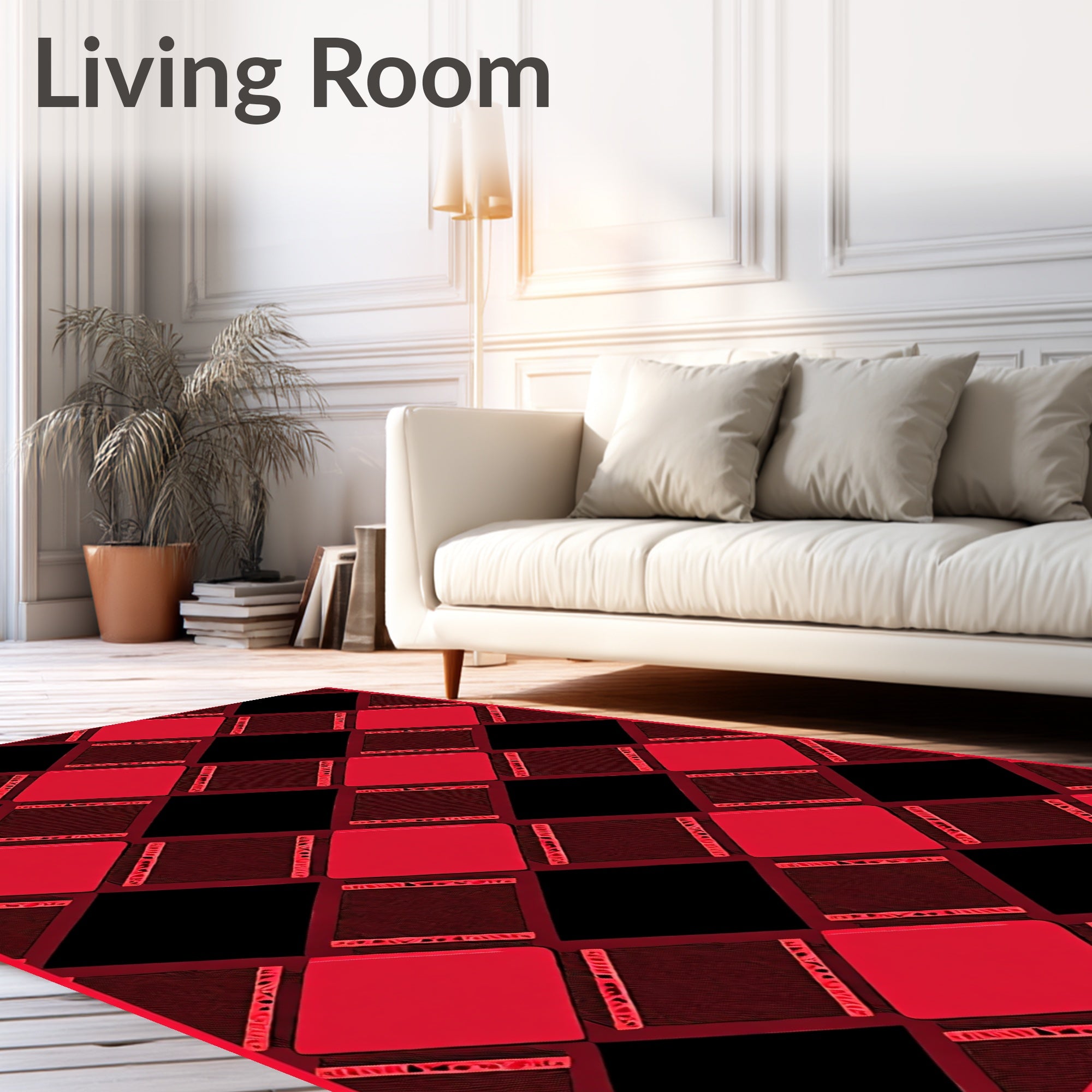 Bold Red Diamond Plaid Rug