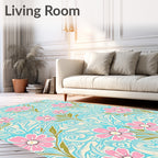 Pastel Pink Flower Swirl Cream Rug
