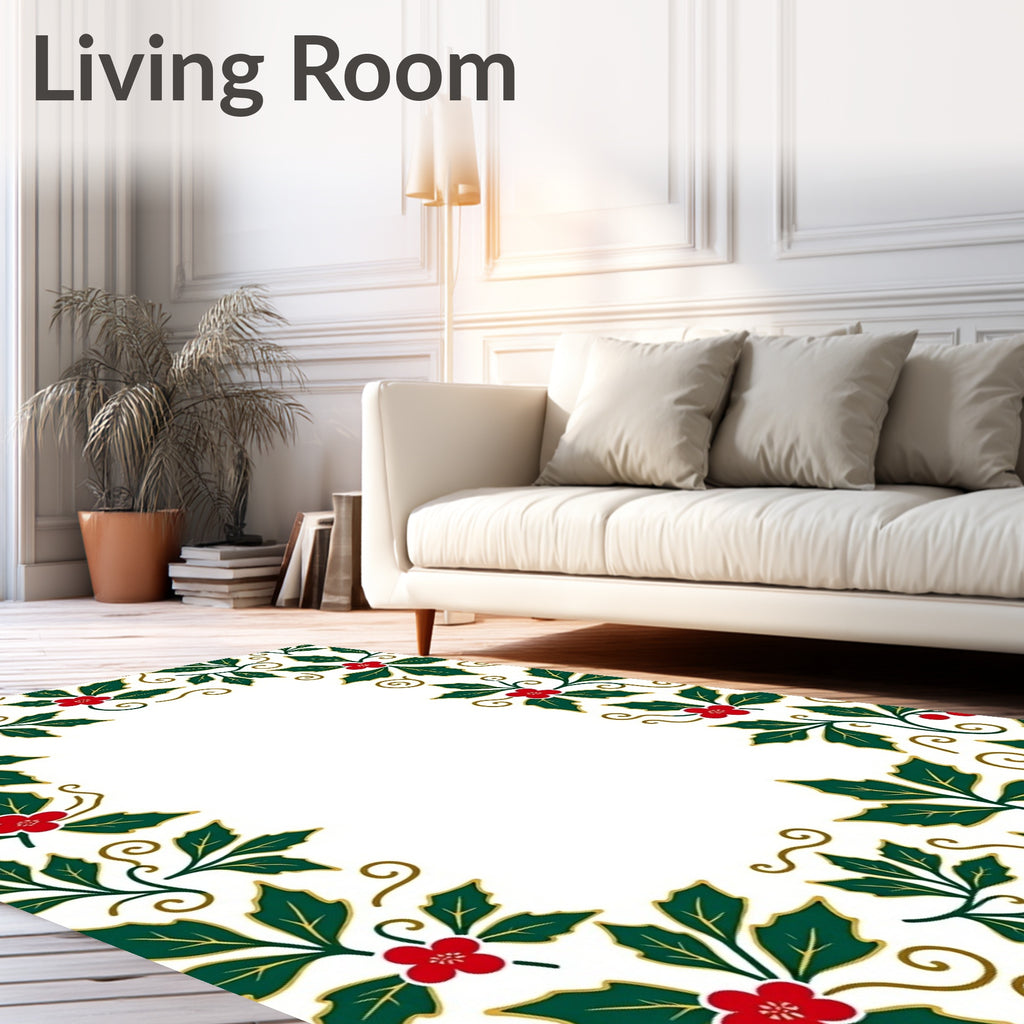 Festive Holly Berry Garland Border Rug