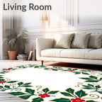 Festive Holly Berry Garland Border Rug