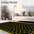 Bold Yellow Hexagon Grid Rug