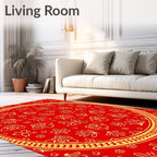 Golden Floral Medallion Red Rug